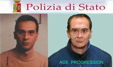Handout picture released by Italian police on Monday July 4, 2011, shows an undated picture (L) and new identikit picture of the Sicilian Mafia's fugitive head, Matteo Messina Denaro. The image of Denaro, 49, has been aged to update a previous identikit issued in 2007, a year after he took over Cosa Nostra following the arrest of Bernardo Provenzano. "We used the last photo we had of him and put some years on it, using computer-generated parameters from relatives to help us," police said. Listed by Forbes magazine as among the 10 most wanted criminals in the world, Messina Denaro has been on the run since 1993. A year ago police were able to reconstruct his DNA. The genetic profile of the so-called 'Godfather of Trapani' was identified through tests on biological evidence, including hair, obtained from Messina Denaròs brothers without their knowledge. Identifying the DNA was considered a major breakthrough because he has never been arrested. ANSA/ HO POLICE - EDITORIAL USE ONLY